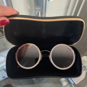 CHANEL round circle sunglasses silver